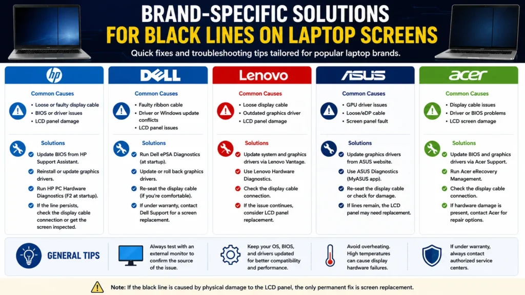 Brand-Specific Solutions for Black Lines on Laptop Screens Brand-Specific Solutions for Black Lines on Laptop Screens