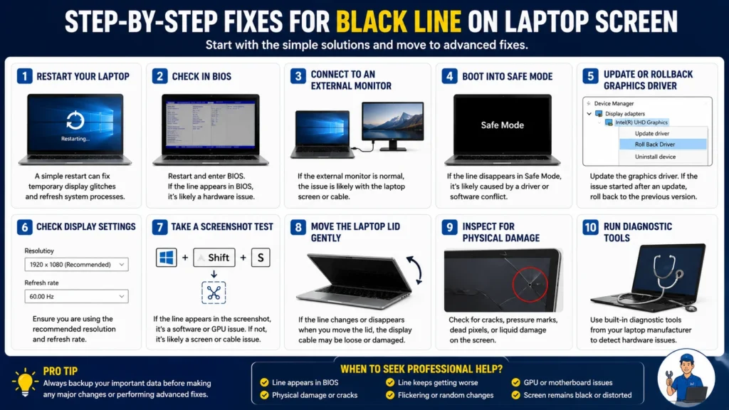 Step-by-Step Black Line on Laptop Screen Fix Step-by-Step Black Line on Laptop Screen Fix