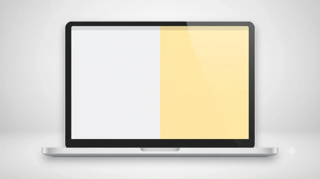 Yellow Tint Display "Comparison of a normal screen next to a screen with a yellow tint display"