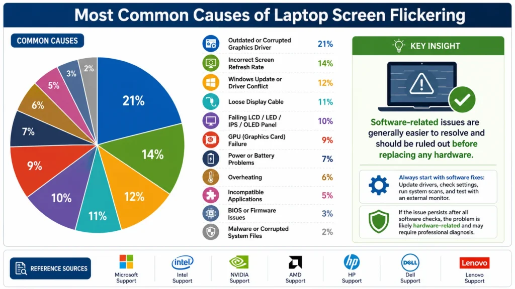 causes of laptop screen flickering