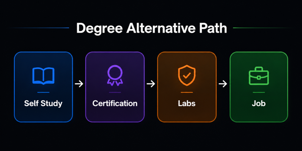 degree alternative path for cybersecurity career