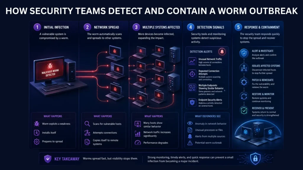 How security teams detect and contain a worm outbreak across a network