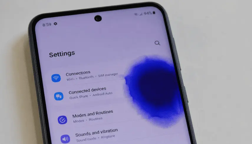 Blue Patch on Mobile Screen