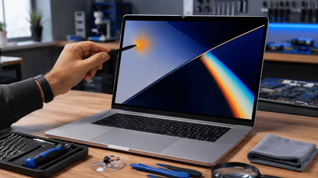 orange spot on macbook screen